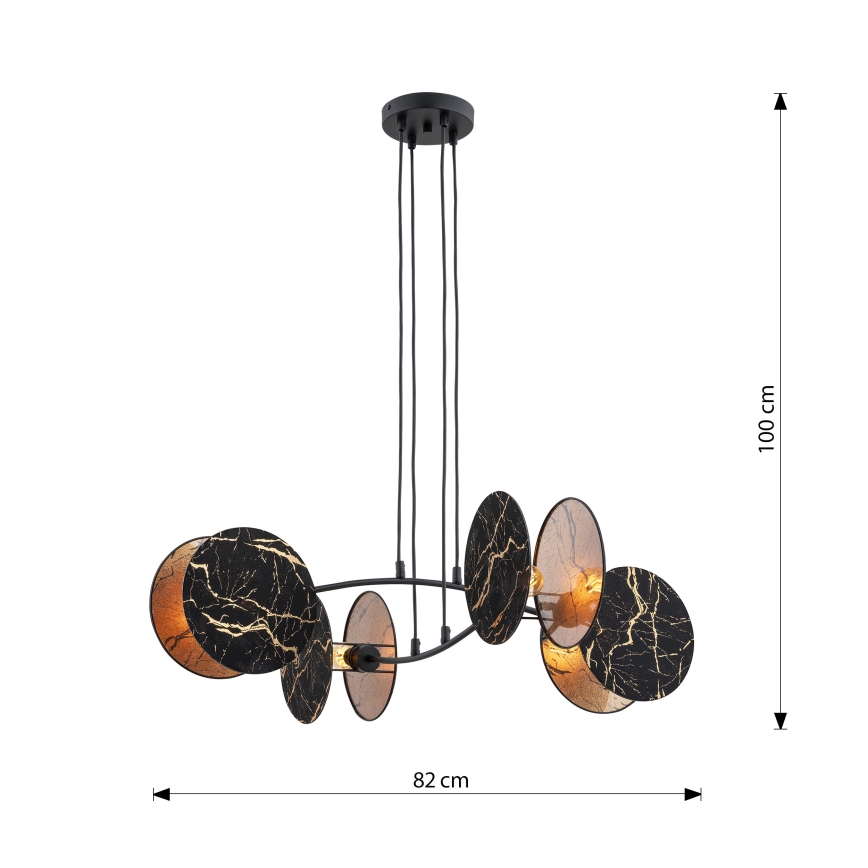 Candeeiro suspenso MOTIF 4xE27/15W/230V preto/dourado