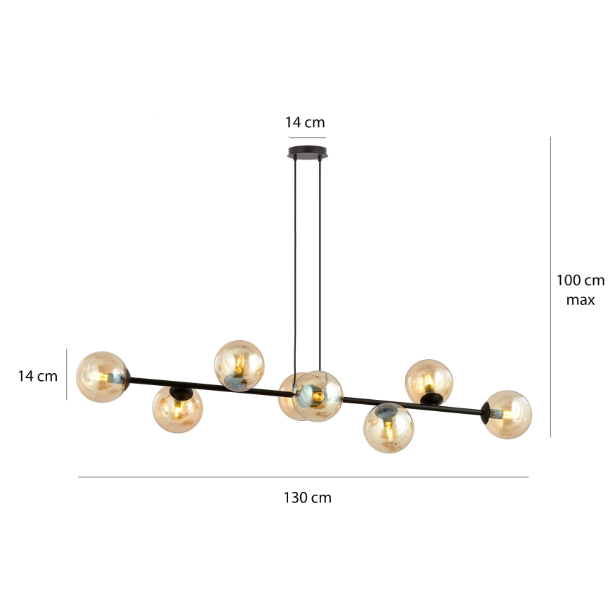 Candeeiro suspenso ROSSI 8xE14/10W/230V preto/bege