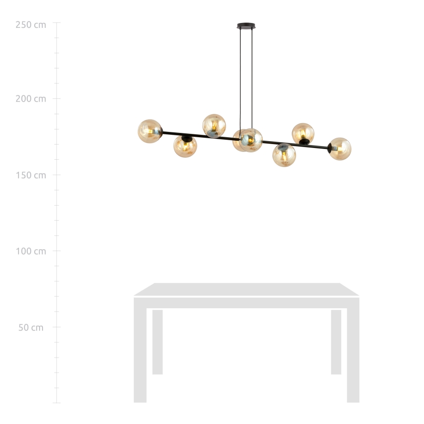 Candeeiro suspenso ROSSI 8xE14/10W/230V preto/bege