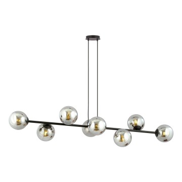 Candeeiro suspenso ROSSI 8xE14/10W/230V preto/cinzento