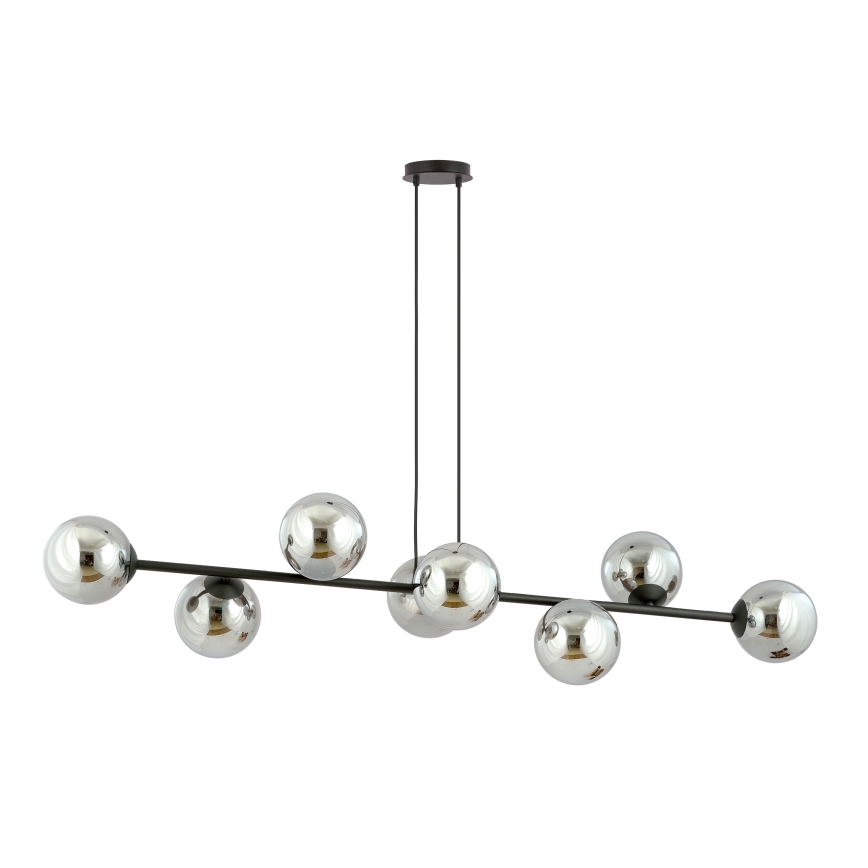 Candeeiro suspenso ROSSI 8xE14/10W/230V preto/cinzento