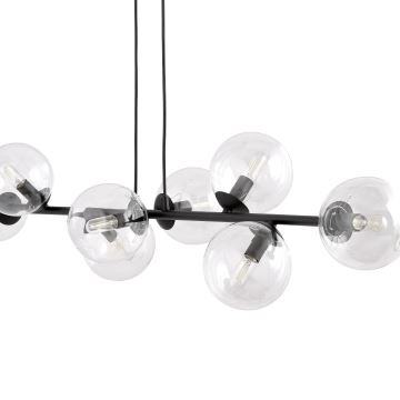 Candeeiro suspenso ROSSI 8xE14/10W/230V preto/transparente