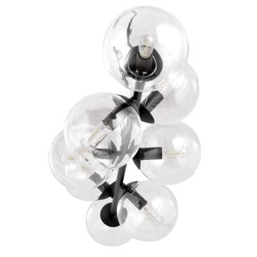 Candeeiro suspenso ROSSI 8xE14/10W/230V preto/transparente