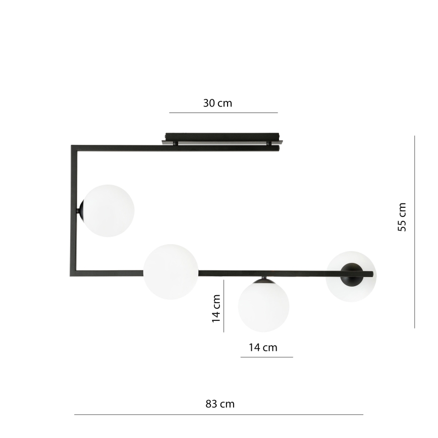 Candeeiro suspenso SOMA 4xE14/10W/230V preto/branco