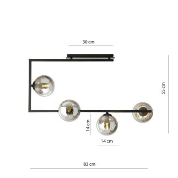 Candeeiro suspenso SOMA 4xE14/10W/230V preto/cinzento