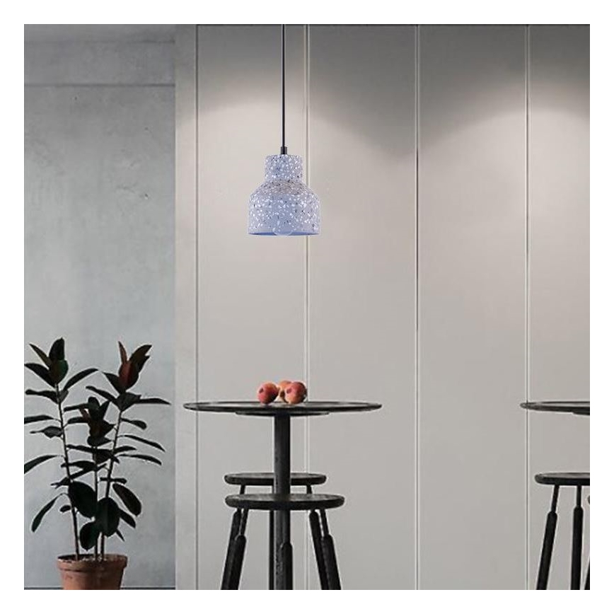 Candeeiro suspenso TERRAZZO 1xE27/60W/230V diâmetro 12 cm cinzento