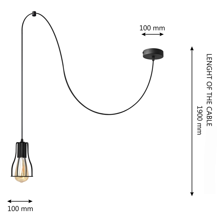 Candeeiro suspenso TUBE 1xE27/15W/230V preto