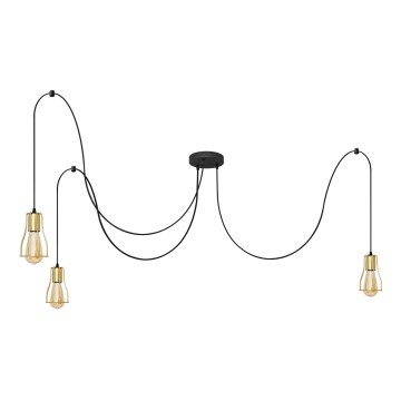 Candeeiro suspenso TUBE 3xE27/10W/230V preto/dourado