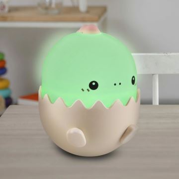 Candeeiro tátil LED RGBW regulável para crianças BABY DINO LED/0,75W/5V 1200mAh cor-de-rosa