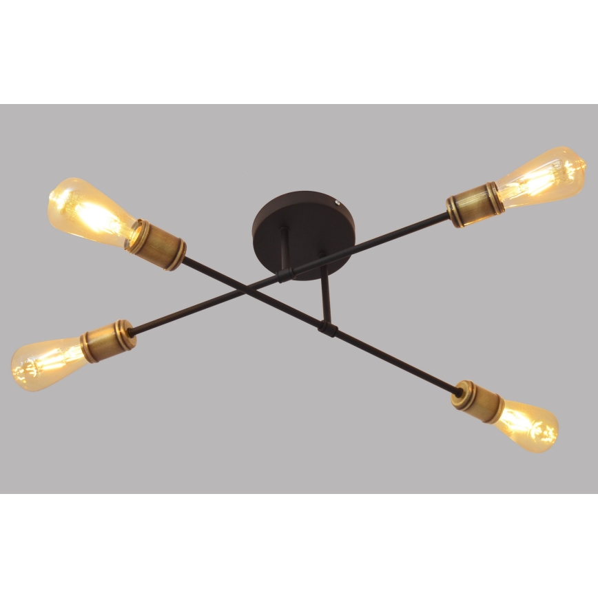 Candelabro integrado CAMBRIDGE 4xE27/20W/230V preto/dourado