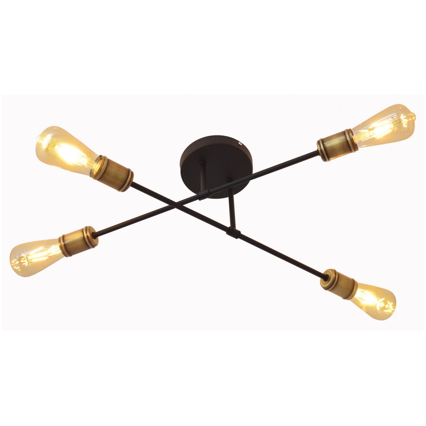 Candelabro integrado CAMBRIDGE 4xE27/20W/230V preto/dourado