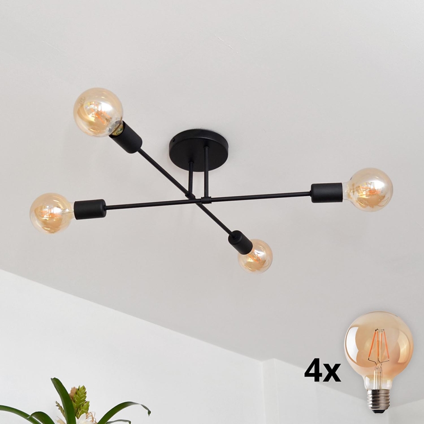 Candelabro integrado LED CAMBRIDGE 4xE27/8W/230V preto