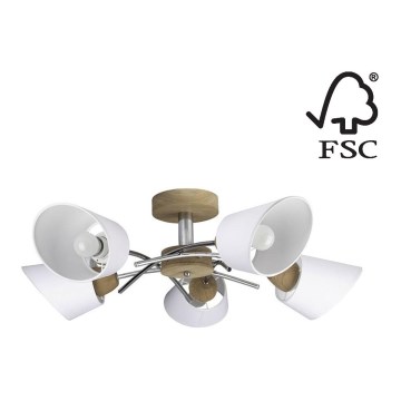 Candelabro integrado METTE 5xE27/40W/230V carvalho - certificado por FSC