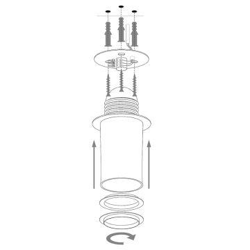 Candelabro integrado SOLARIS 1xE27/60W/230V diâmetro 33 cm prateado/preto