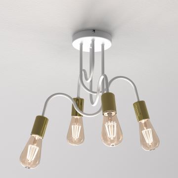 Candelabro montado à superfície DOW 4xE27/60W/230V branco/dourado