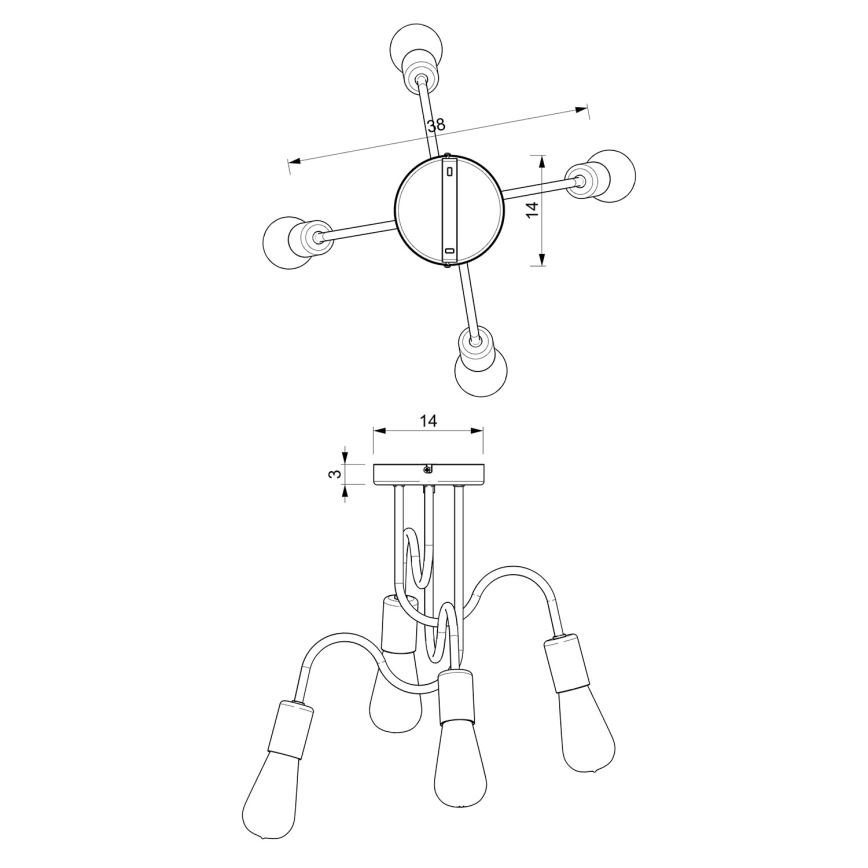 Candelabro montado à superfície DOW 4xE27/60W/230V branco/dourado