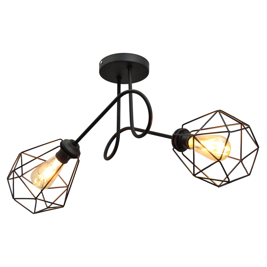 Candelabro montado à superfície KARO 2xE27/60W/230V preto