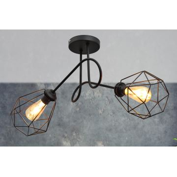 Candelabro montado à superfície KARO 2xE27/60W/230V preto