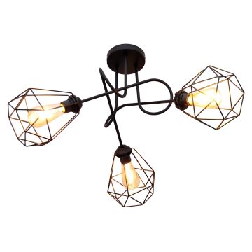 Candelabro montado à superfície KARO 3xE27/60W/230V preto