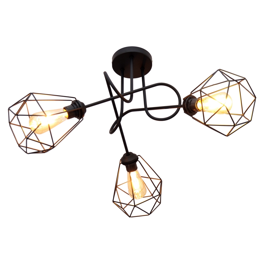 Candelabro montado à superfície KARO 3xE27/60W/230V preto