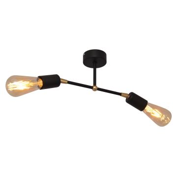 Candelabro montado à superfície ROSETTE 2xE27/60W/230V preto/dourado