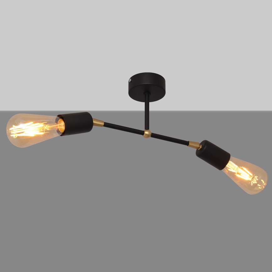 Candelabro montado à superfície ROSETTE 2xE27/60W/230V preto/dourado