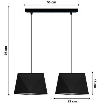 Candelabro num fio DIAMENT 2xE27/60W/230V preto antigo