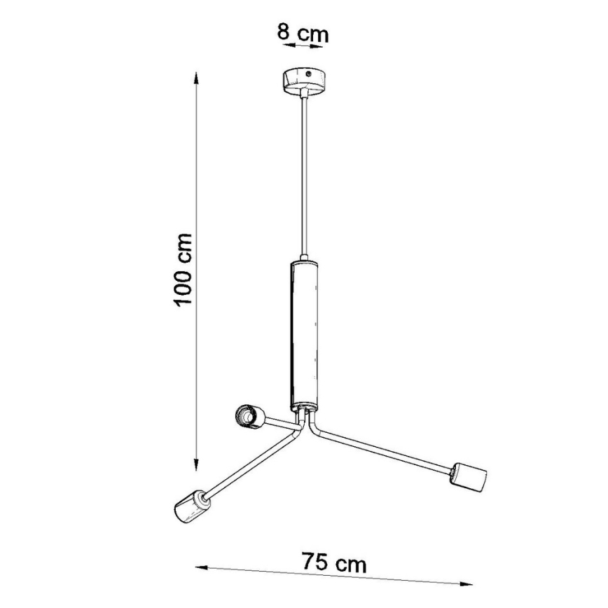 Candelabro num fio DUOMO 3D 3xE27/60W/230V preto antigo