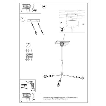 Candelabro num fio DUOMO 3D 3xE27/60W/230V preto antigo