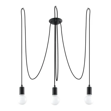 Candelabro num fio EDISON 3 3xE27/60W/230V preto antigo