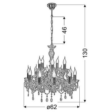 Candelabro numa corrente MARIA TERESA 15xE14/40W/230V