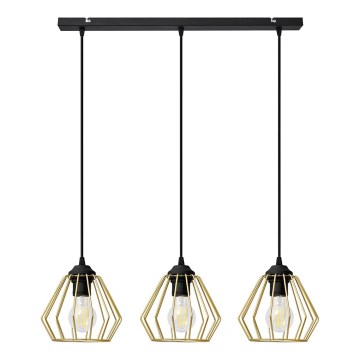 Candelabro suspenso AGAT 3xE27/60W/230V dourado/preto