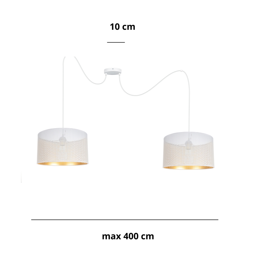 Candelabro suspenso ALDO 2xE27/60W/230V branco