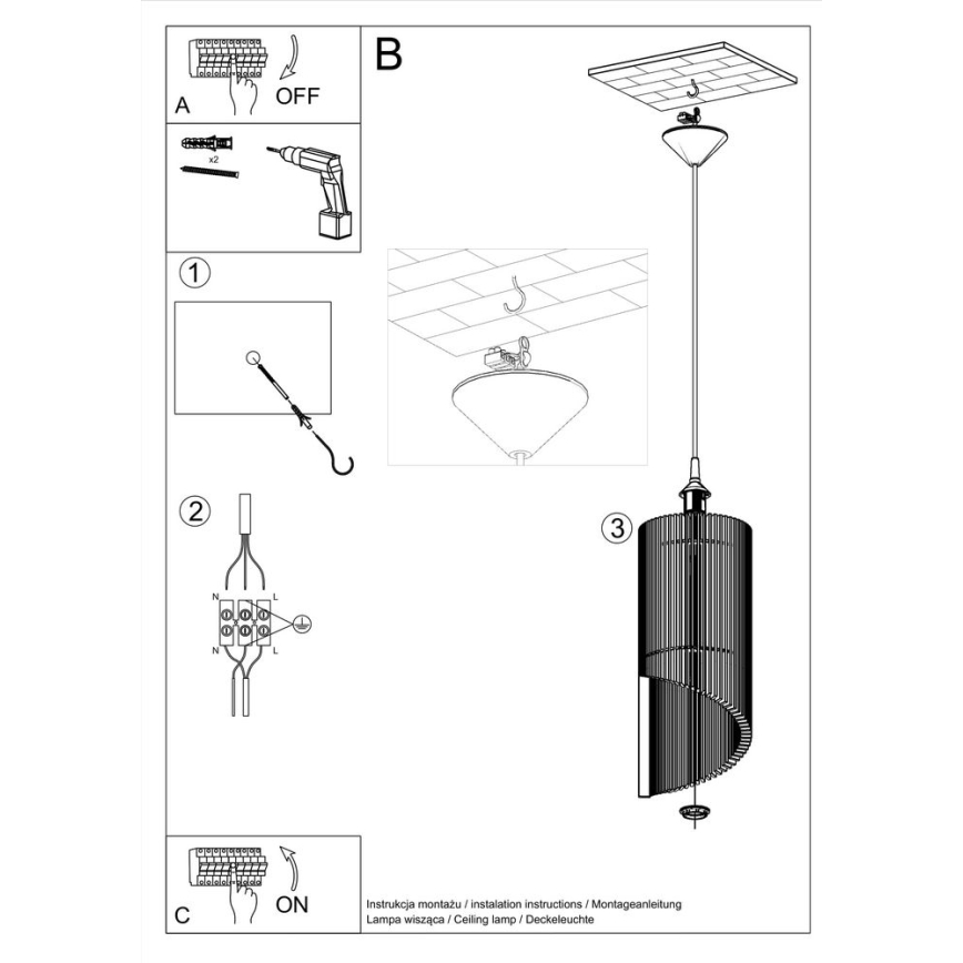 Candelabro suspenso ALEXIA 1xE27/60W/230V