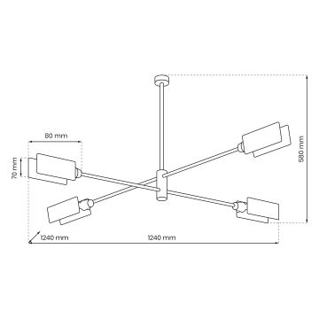 Candelabro suspenso ASTRA 4xE27/60W/230V preto