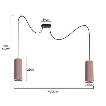 Candelabro suspenso AVALO 2xE27/60W/230V rosa