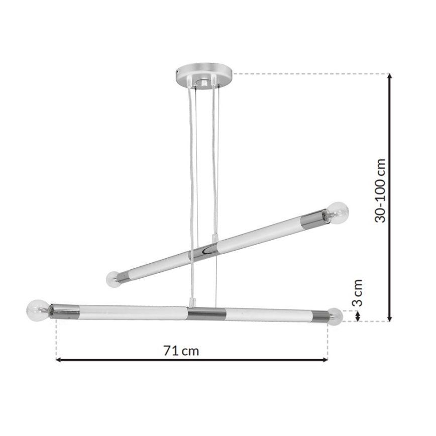 Candelabro suspenso BASTONE WHITE 4xE14/40W/230V