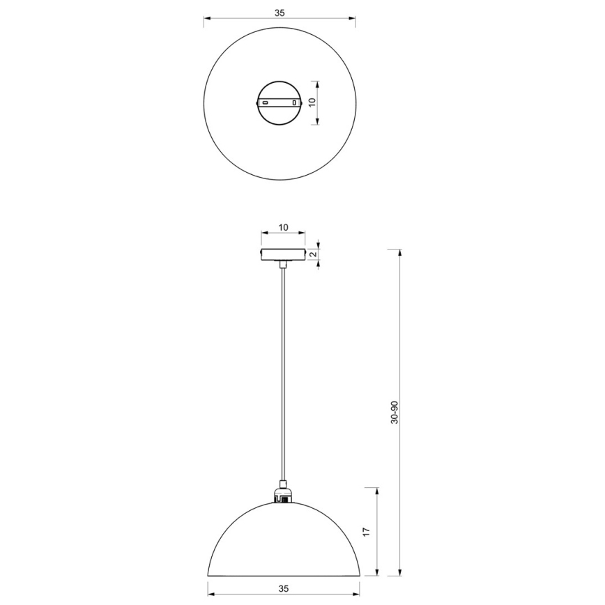 Candelabro suspenso BETA 1xE27/60W/230V d. 35 cm branco