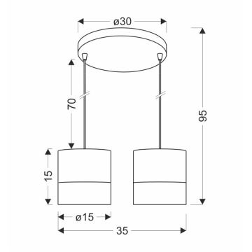 Candelabro suspenso BIANCO 2xE27/40W/230V branco/castanho