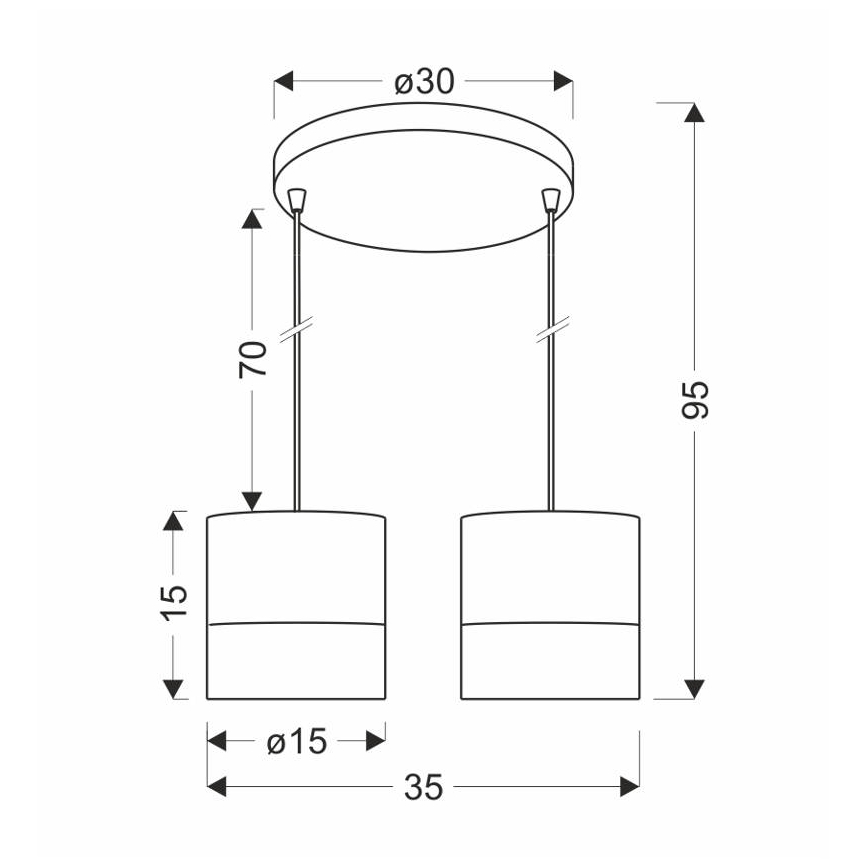 Candelabro suspenso BIANCO 2xE27/40W/230V branco/castanho