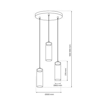 Candelabro suspenso CLARISSA 3xGX53/12W/230V preto