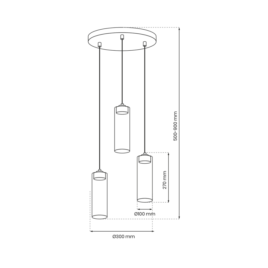 Candelabro suspenso CLARISSA 3xGX53/12W/230V preto