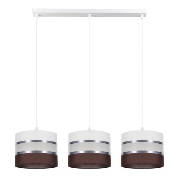 Candelabro suspenso CORAL 3xE27/60W/230V branco/castanho