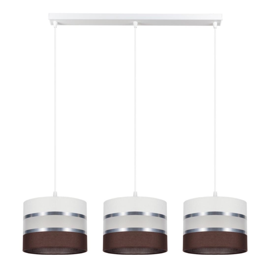 Candelabro suspenso CORAL 3xE27/60W/230V branco/castanho