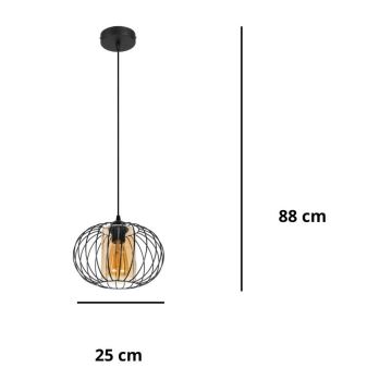 Candelabro suspenso CORRINI 1xE27/60W/230V diâmetro 25 cm preto/bege