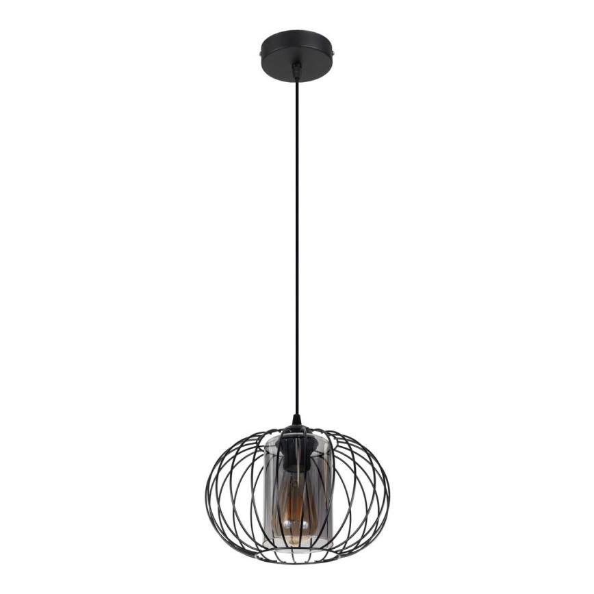 Candelabro suspenso CORRINI 1xE27/60W/230V diâmetro 25 cm preto/cinzento