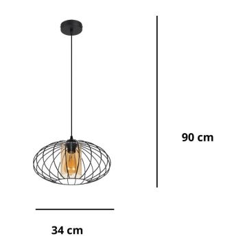 Candelabro suspenso CORRINI 1xE27/60W/230V diâmetro 34 cm preto/bege