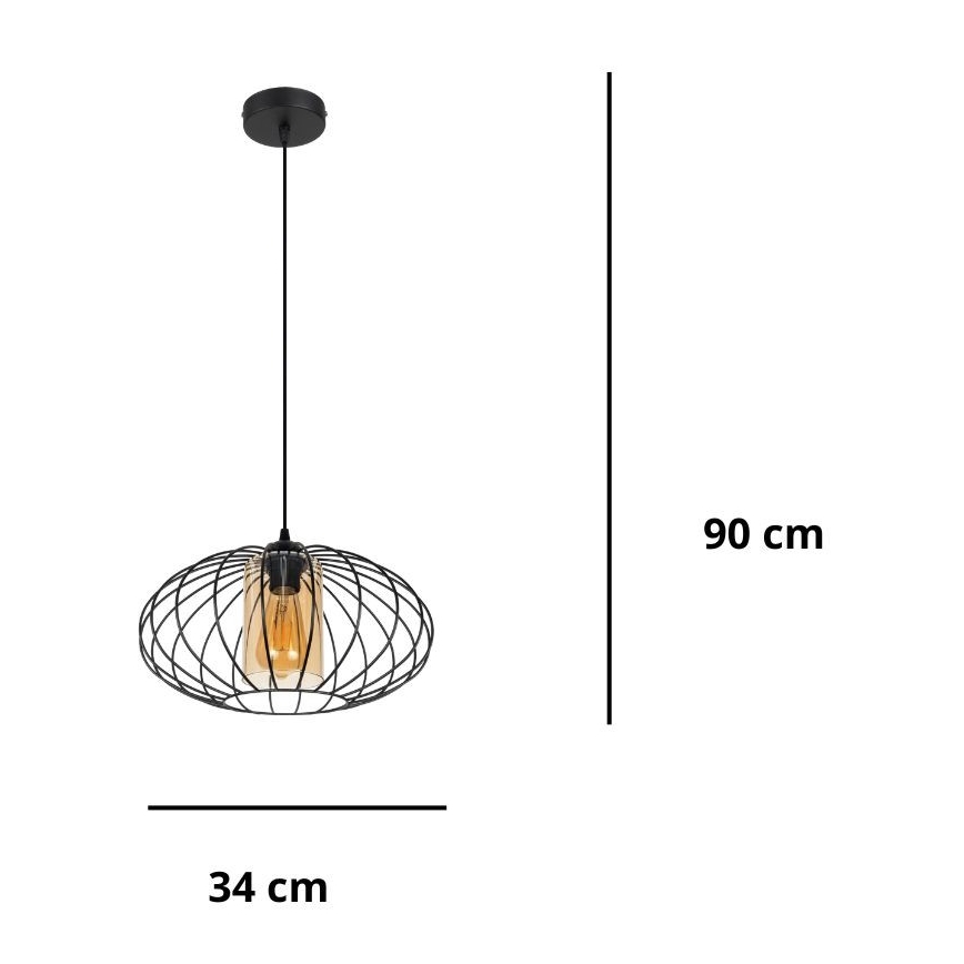 Candelabro suspenso CORRINI 1xE27/60W/230V diâmetro 34 cm preto/bege