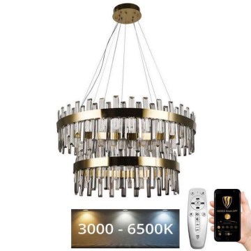 Candelabro suspenso de cristal LED com regulação LED/190W/230V 3000-6500K + controlo remoto