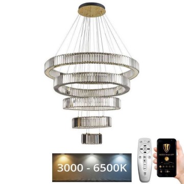 Candelabro suspenso de cristal LED com regulação LED/195W/230V 3000-6500K + controlo remoto